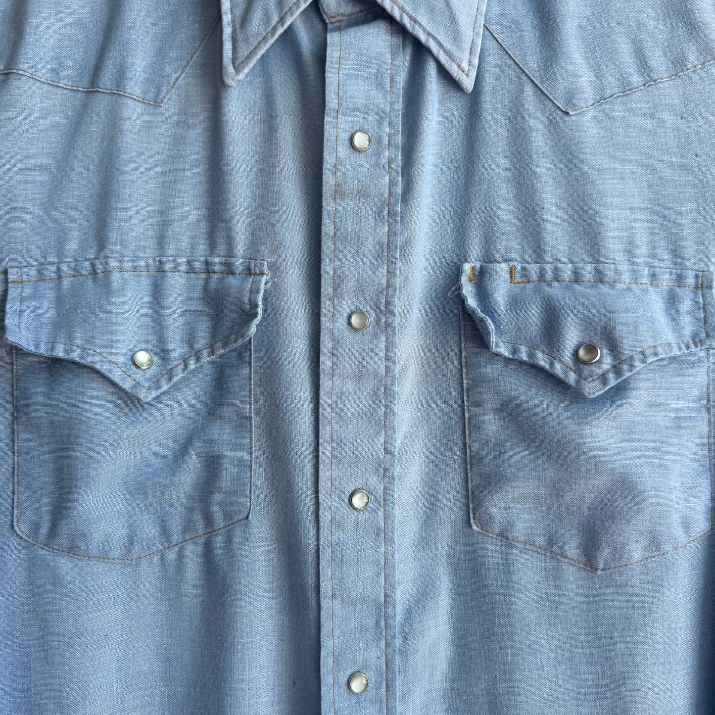 1970s Blue Chambray Western Shirt