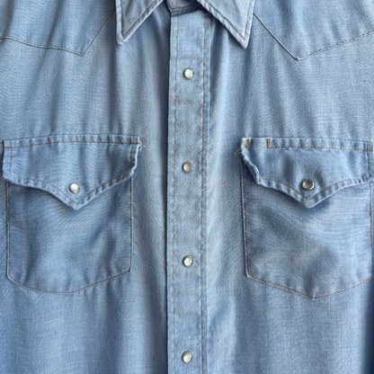 1970s Blue Chambray Western Shirt