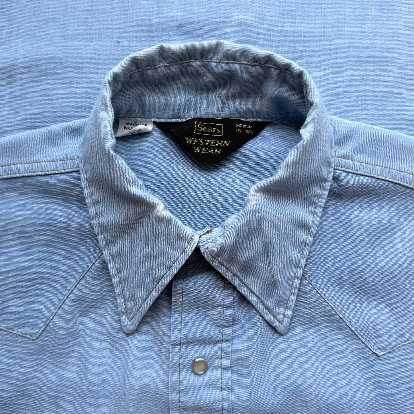 1970s Blue Chambray Western Shirt