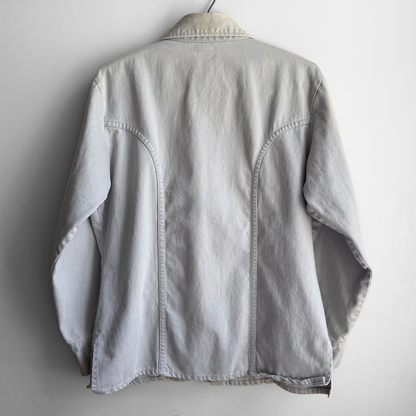 1970s Light Grey White Tab Western Shirt