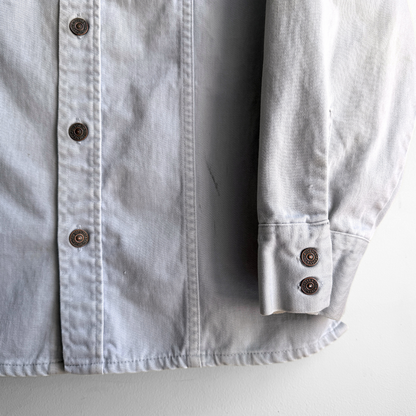1970s Light Grey White Tab Western Shirt