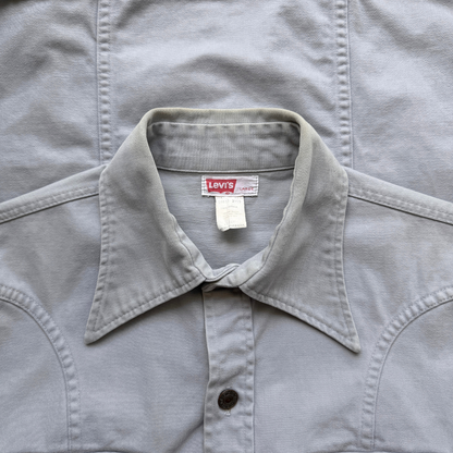 1970s Light Grey White Tab Western Shirt