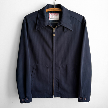 1960s Navy Blue Zepel Double Knit Drizzler Jacket