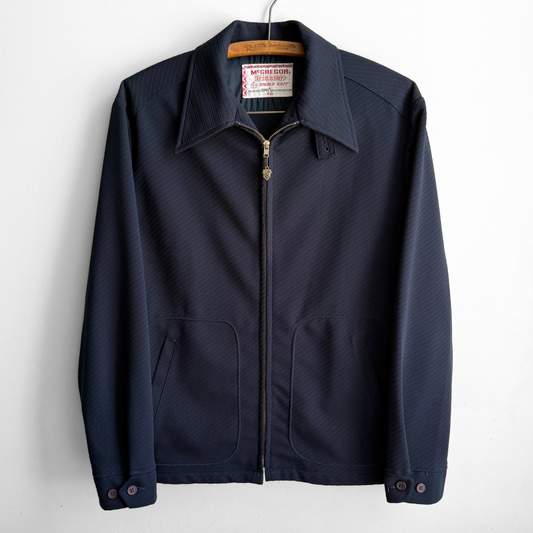 1960s Navy Blue Zepel Double Knit Drizzler Jacket