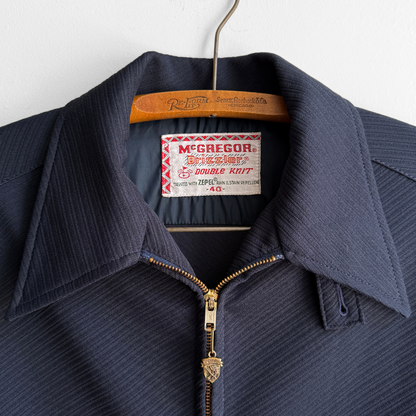 1960s Navy Blue Zepel Double Knit Drizzler Jacket