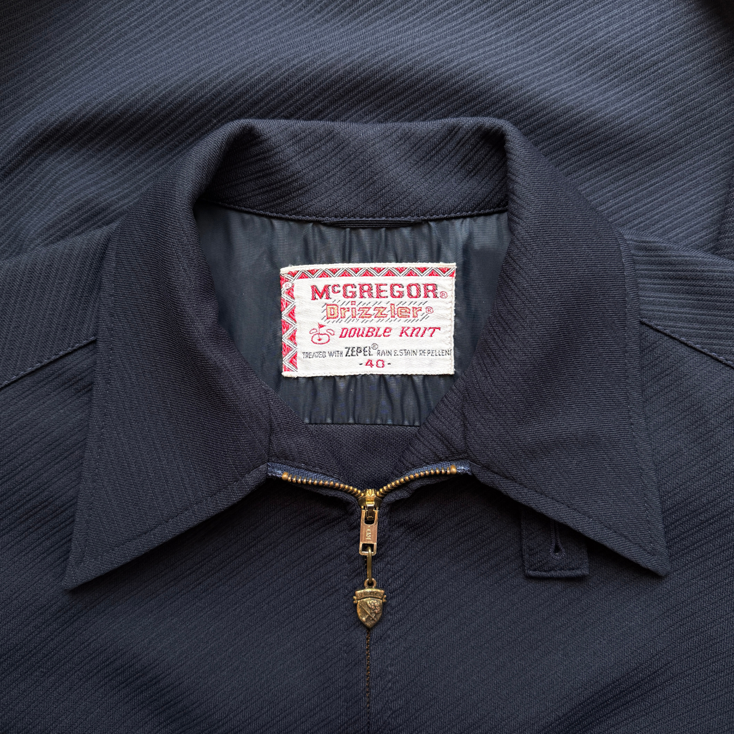1960s Navy Blue Zepel Double Knit Drizzler Jacket