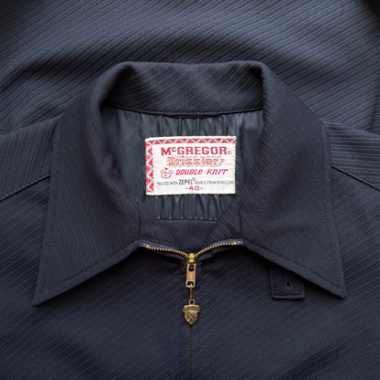 1960s Navy Blue Zepel Double Knit Drizzler Jacket