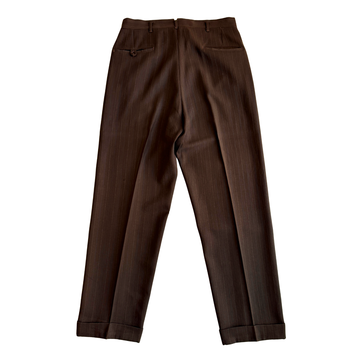 1940s Brown Pinstripe Gabardine Dress Pants