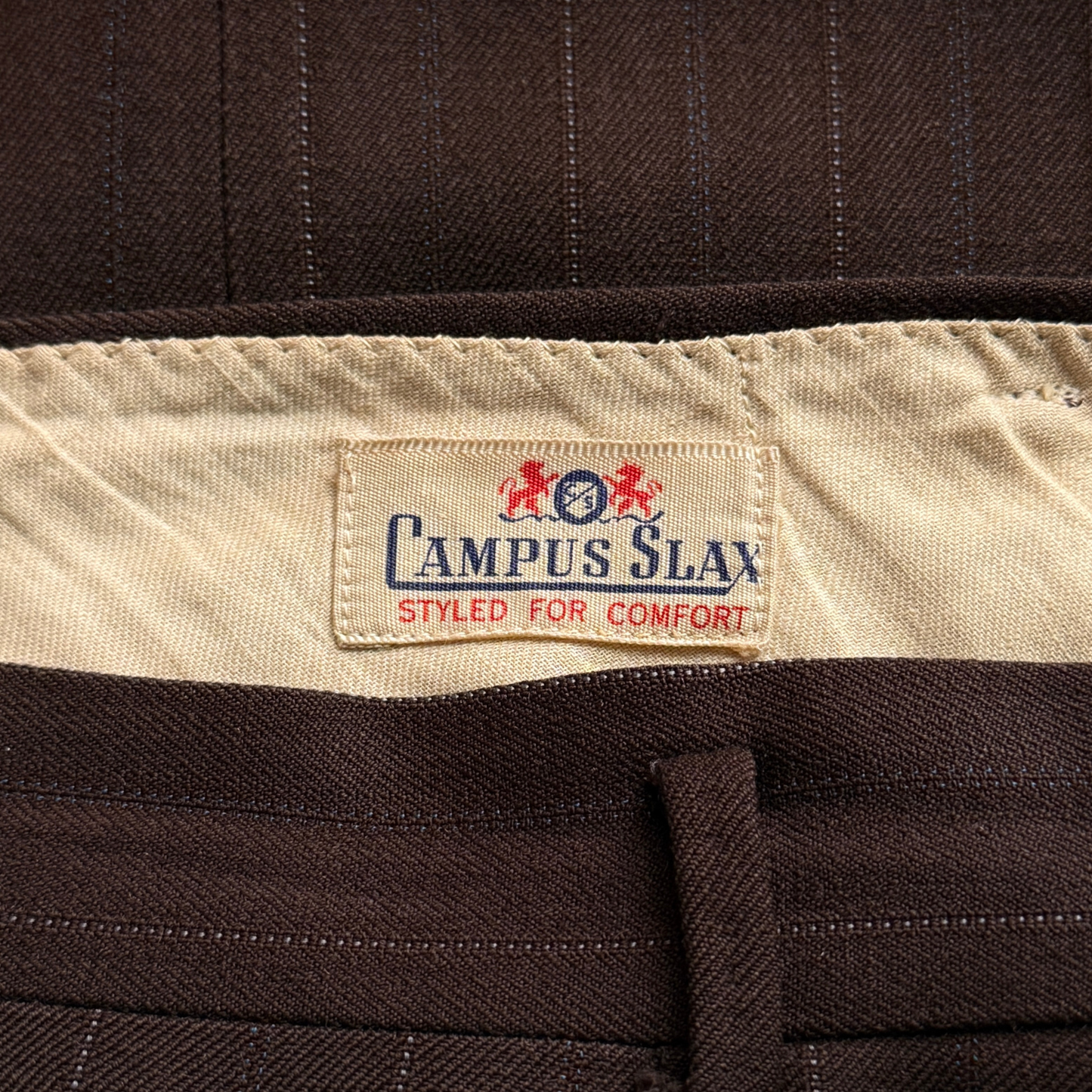 1940s Brown Pinstripe Gabardine Dress Pants
