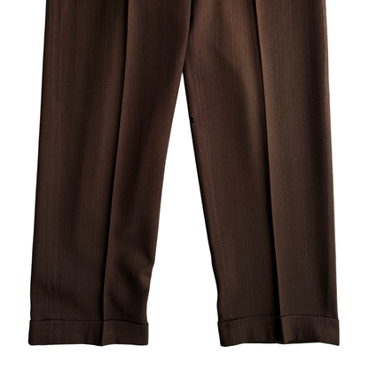 1940s Brown Pinstripe Gabardine Dress Pants