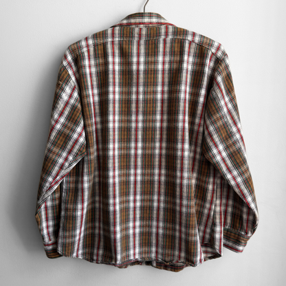1970s Brown Cotton Plaid Flannel Shirt