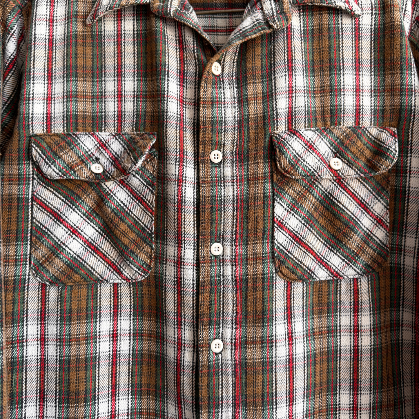 1970s Brown Cotton Plaid Flannel Shirt