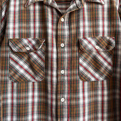 1970s Brown Cotton Plaid Flannel Shirt