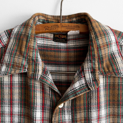 1970s Brown Cotton Plaid Flannel Shirt