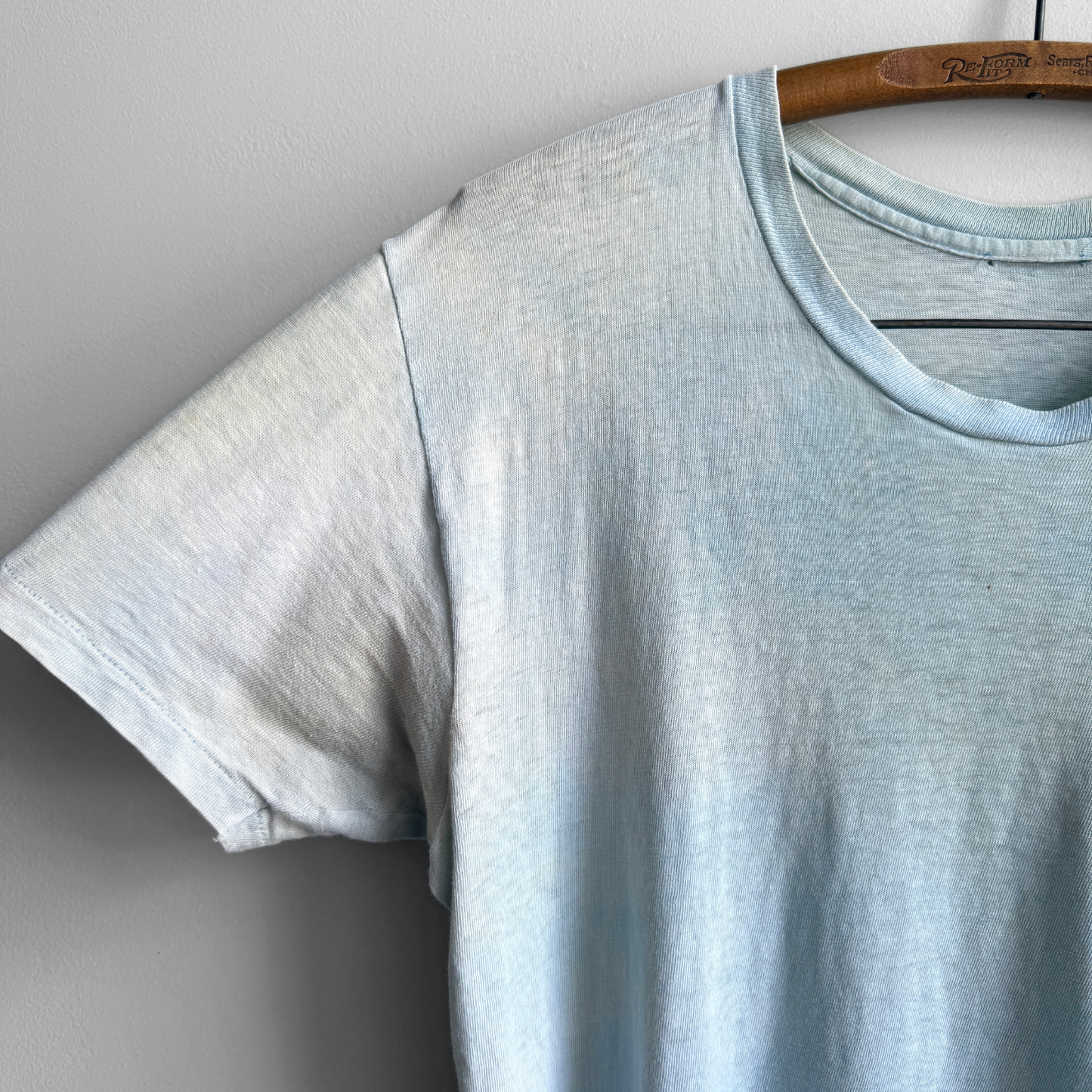 1960s Sun Faded Light Blue Pocket Tee