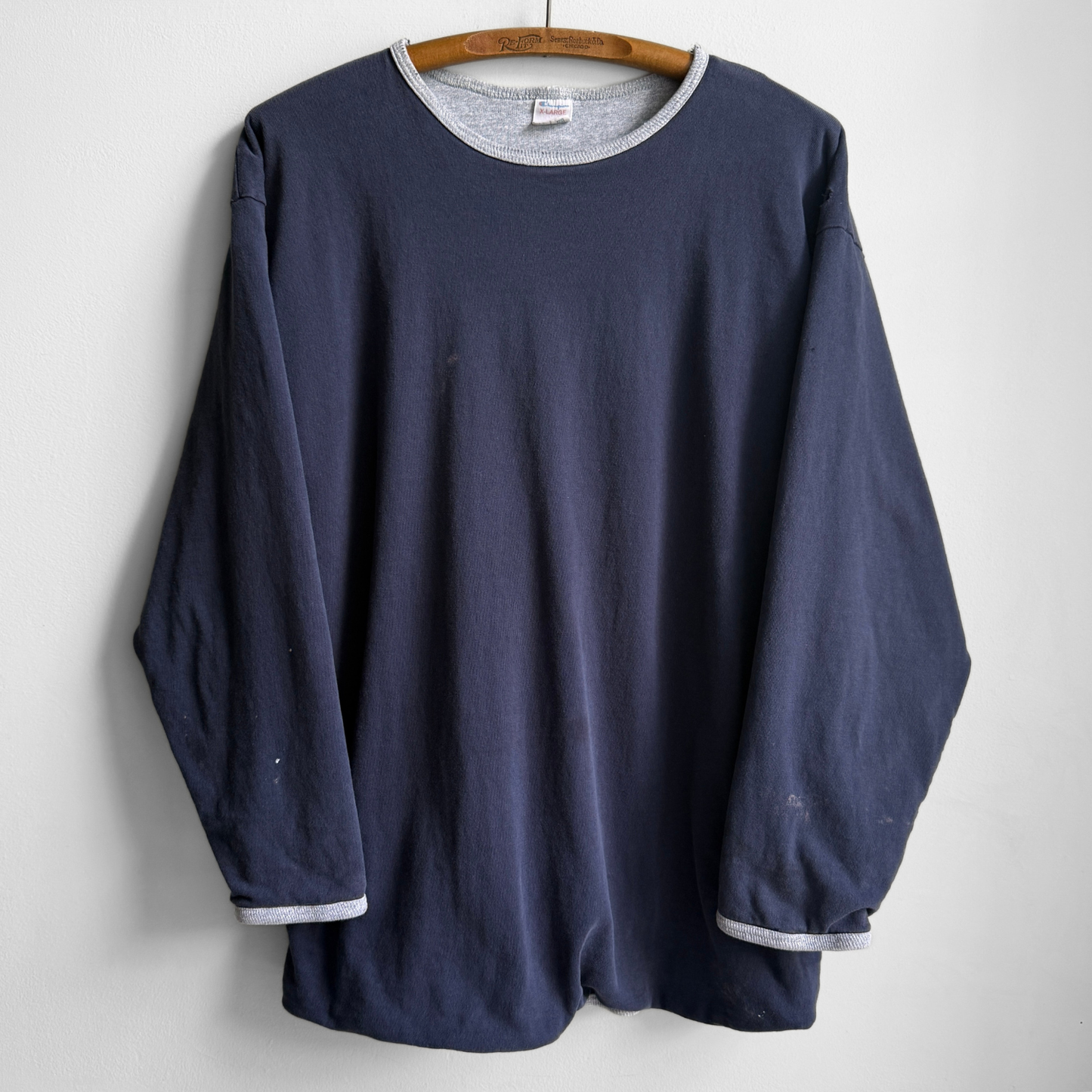 1980s Navy & Grey Double Face Long Sleeve