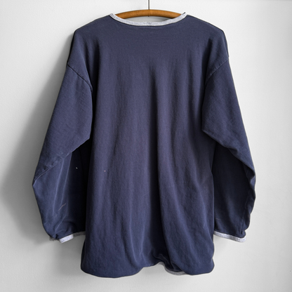 1980s Navy & Grey Double Face Long Sleeve