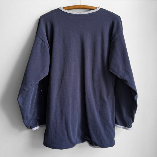 1980s Navy & Grey Double Face Long Sleeve