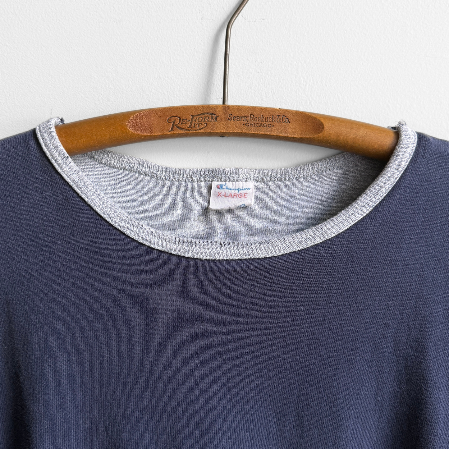 1980s Navy & Grey Double Face Long Sleeve