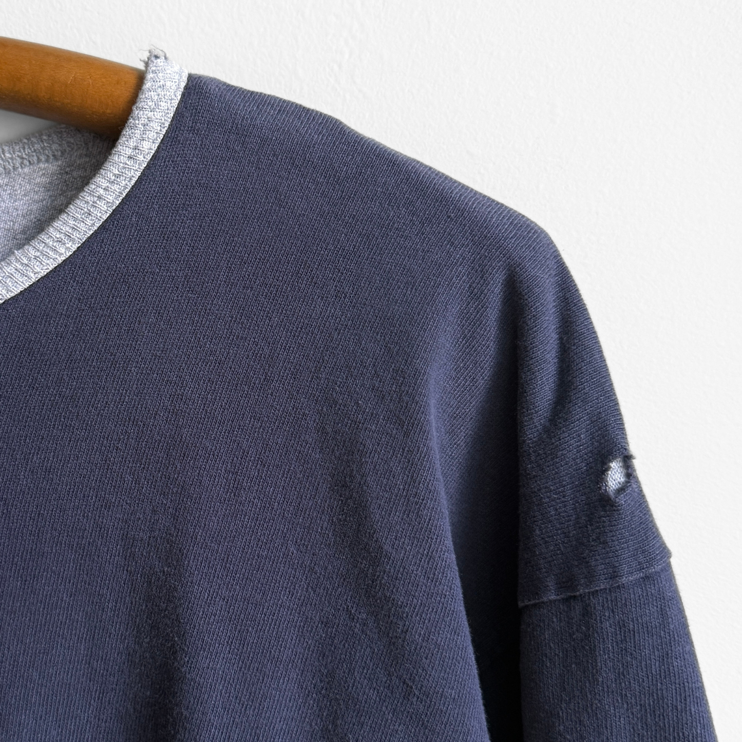1980s Navy & Grey Double Face Long Sleeve