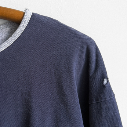 1980s Navy & Grey Double Face Long Sleeve