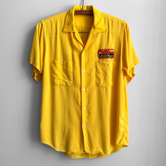 1960s MoorMan's Feed Yellow Rayon Shirt
