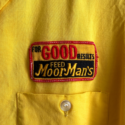 1960s MoorMan's Feed Yellow Rayon Shirt