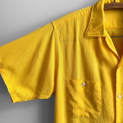 1960s MoorMan's Feed Yellow Rayon Shirt
