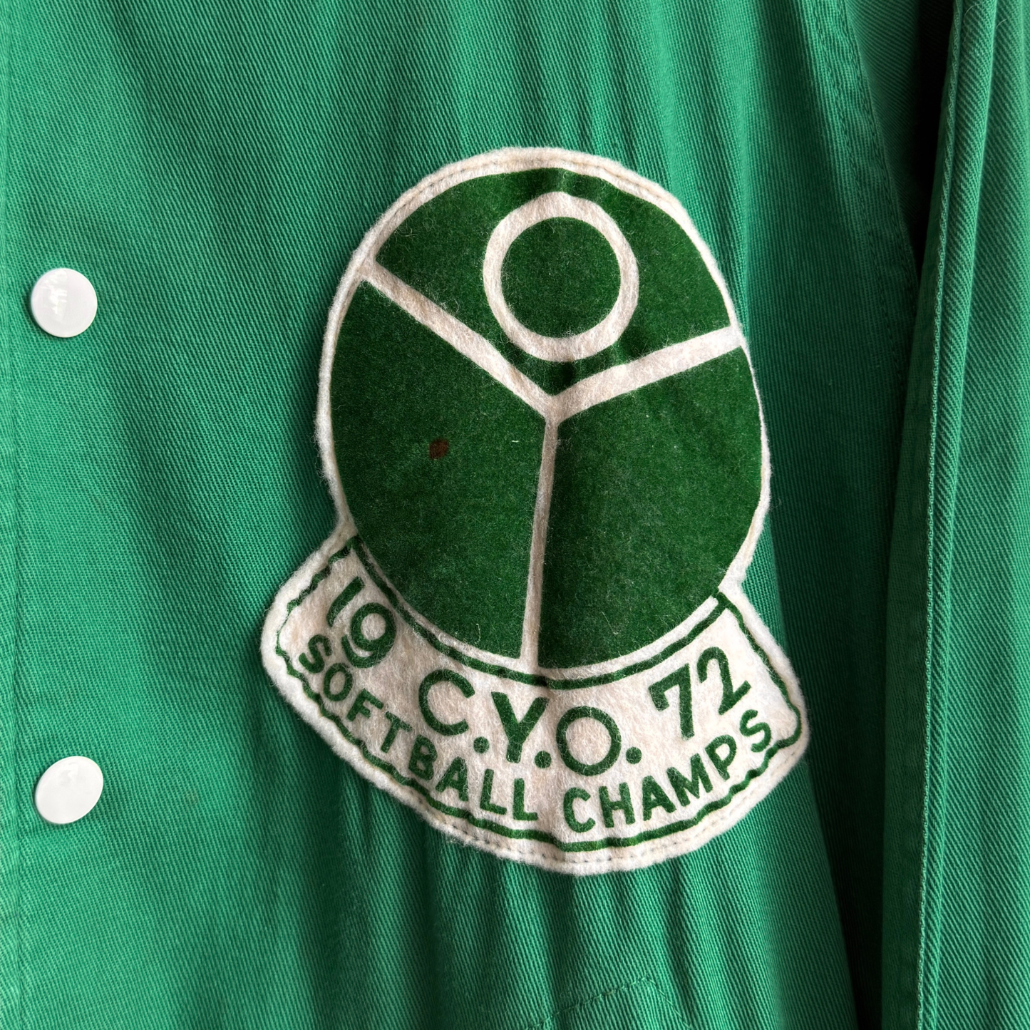 1972 CYO Softball Green Bomber Jacket