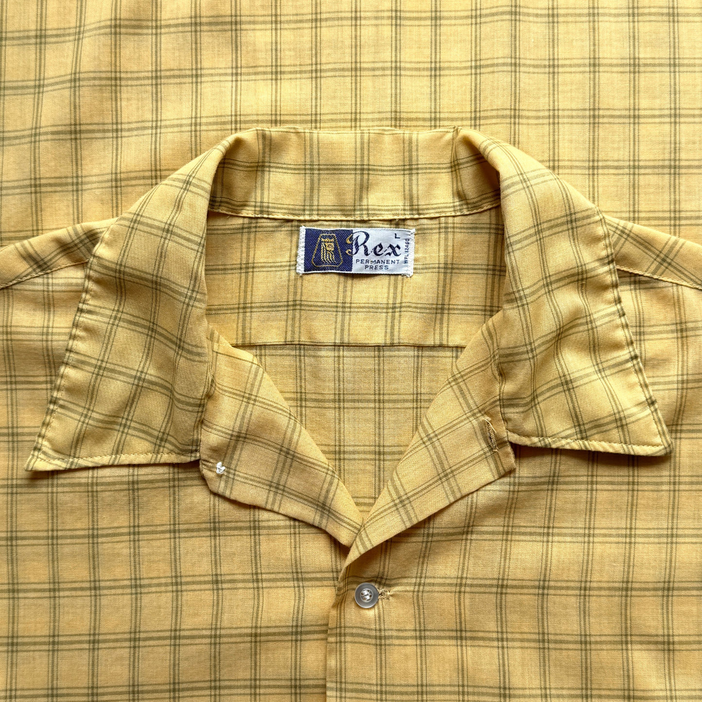 1970s Yellow Check Print Sport Shirt