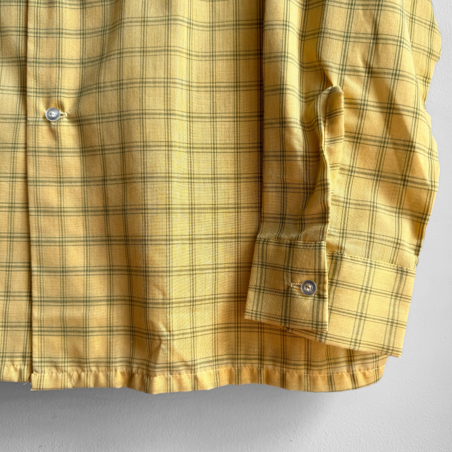 1970s Yellow Check Print Sport Shirt