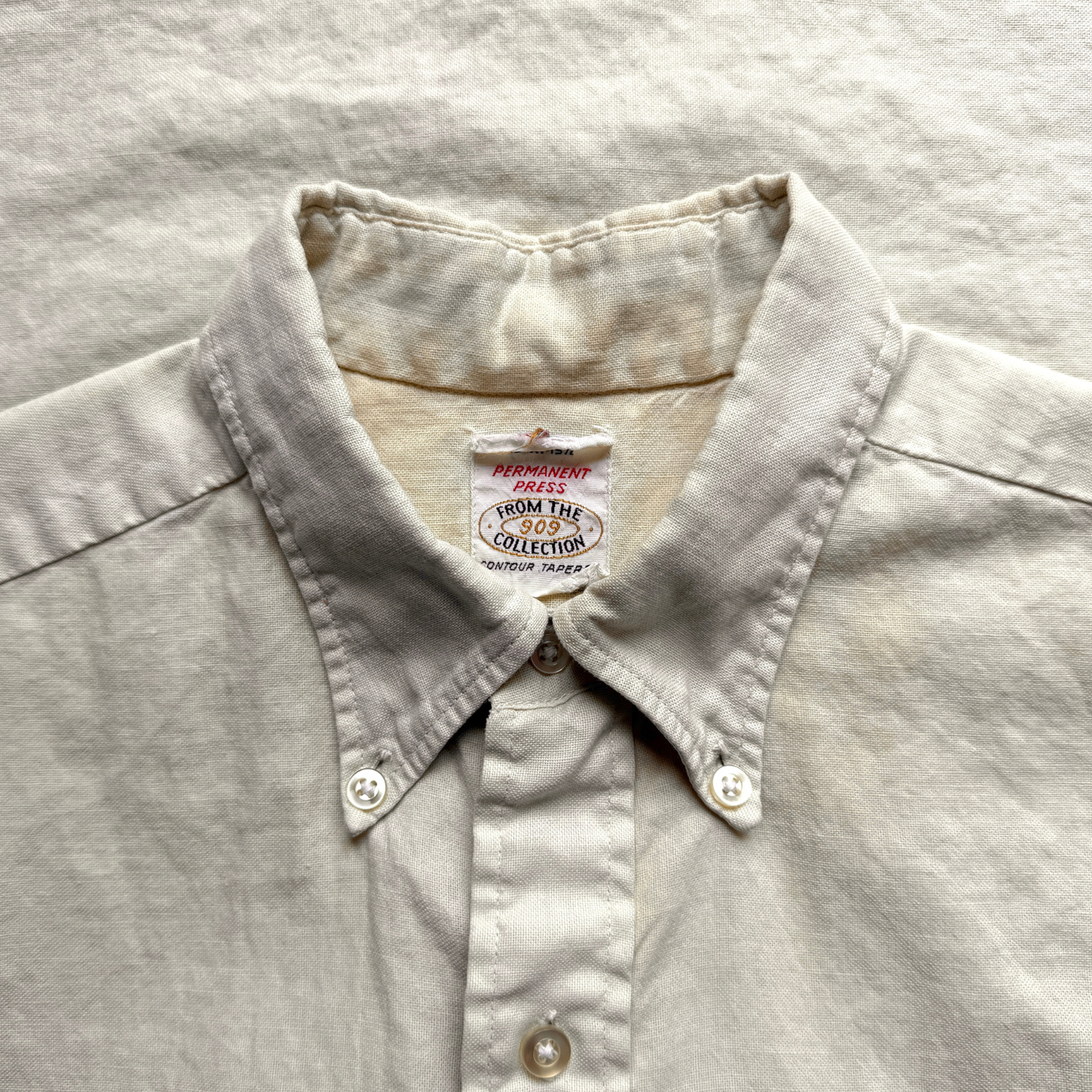 1960s Light Yellow Button Down Dress Shirt