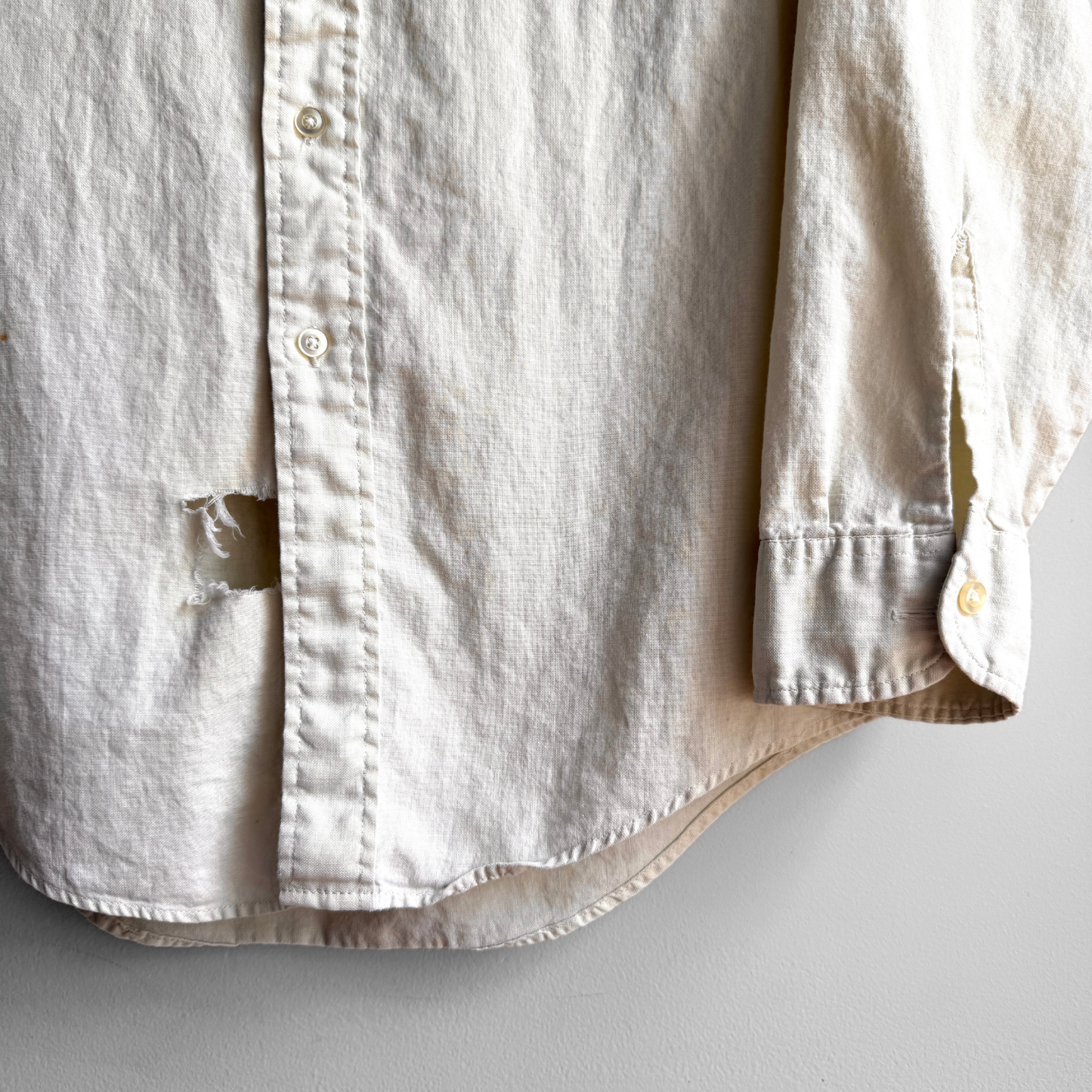 1960s Light Yellow Button Down Dress Shirt