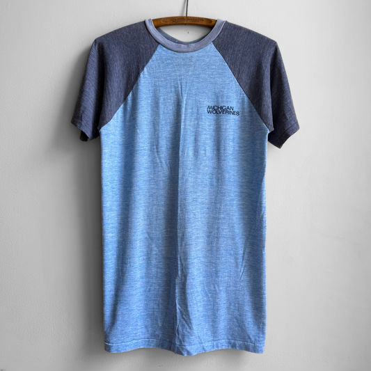 1970s Michigan Wolverines Blue Raglan Tee