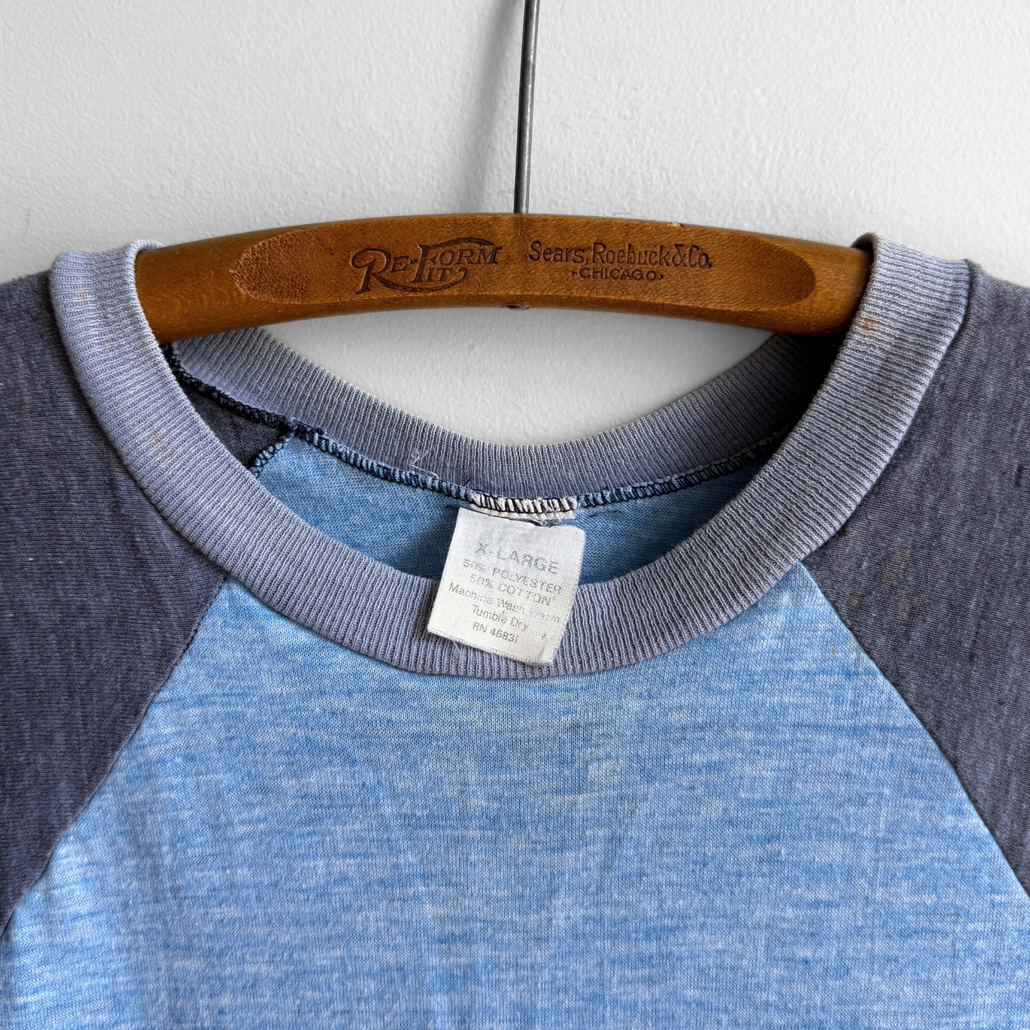 1970s Michigan Wolverines Blue Raglan Tee