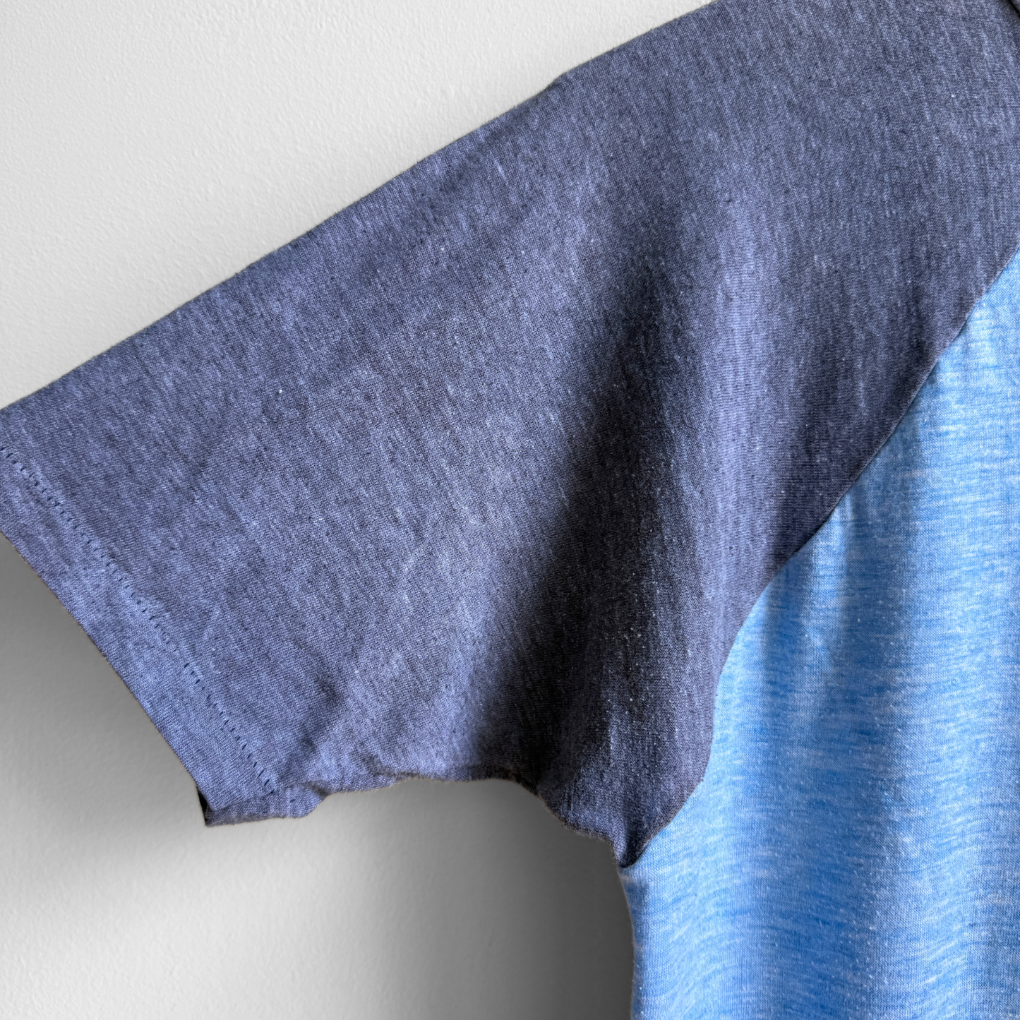 1970s Michigan Wolverines Blue Raglan Tee