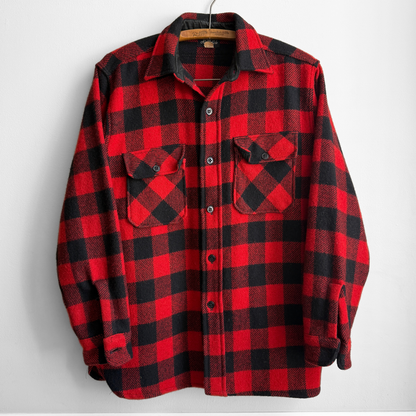 1950s Red Buffalo Plaid Wool Flannel Shirt