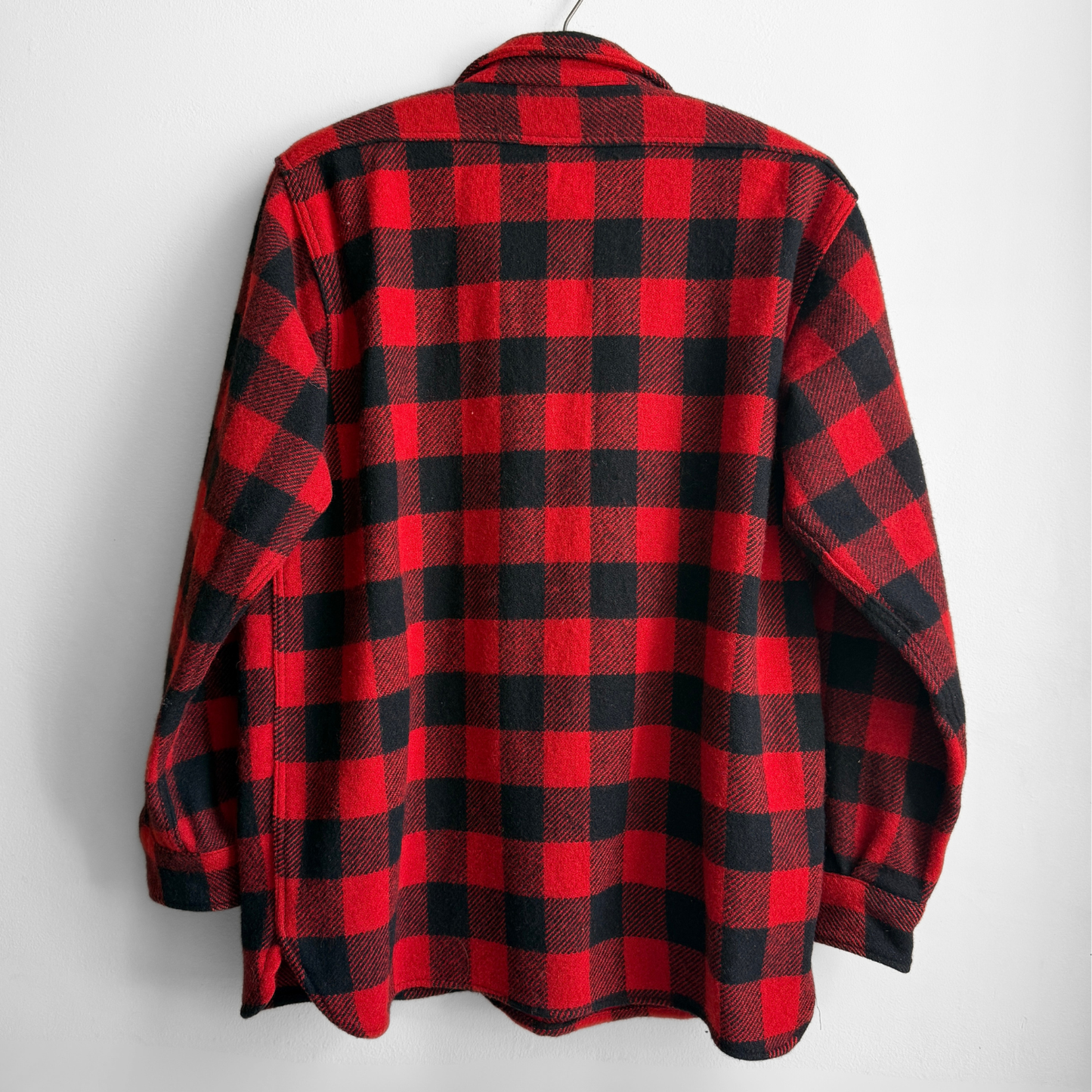 1950s Red Buffalo Plaid Wool Flannel Shirt