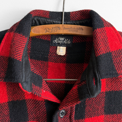1950s Red Buffalo Plaid Wool Flannel Shirt