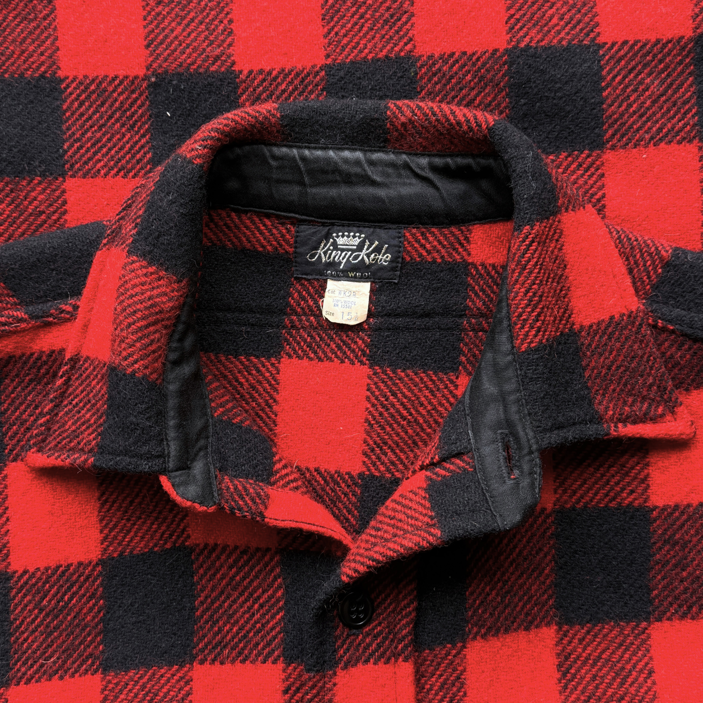 1950s Red Buffalo Plaid Wool Flannel Shirt