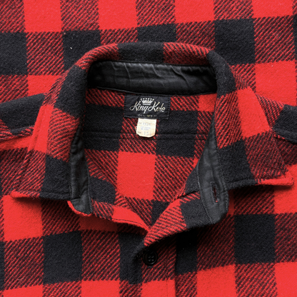 1950s Red Buffalo Plaid Wool Flannel Shirt