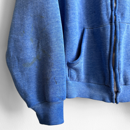 1980s Faded Blue Zip Up Hoodie