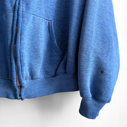 1980s Faded Blue Zip Up Hoodie
