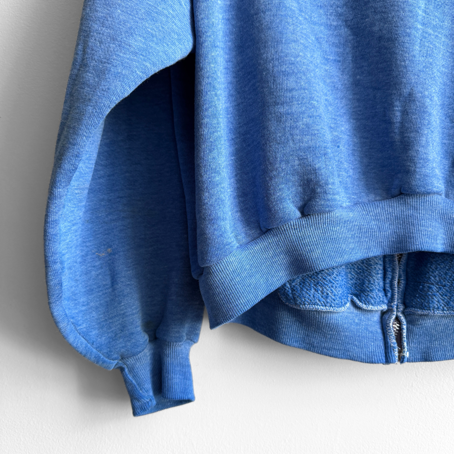1980s Faded Blue Zip Up Hoodie