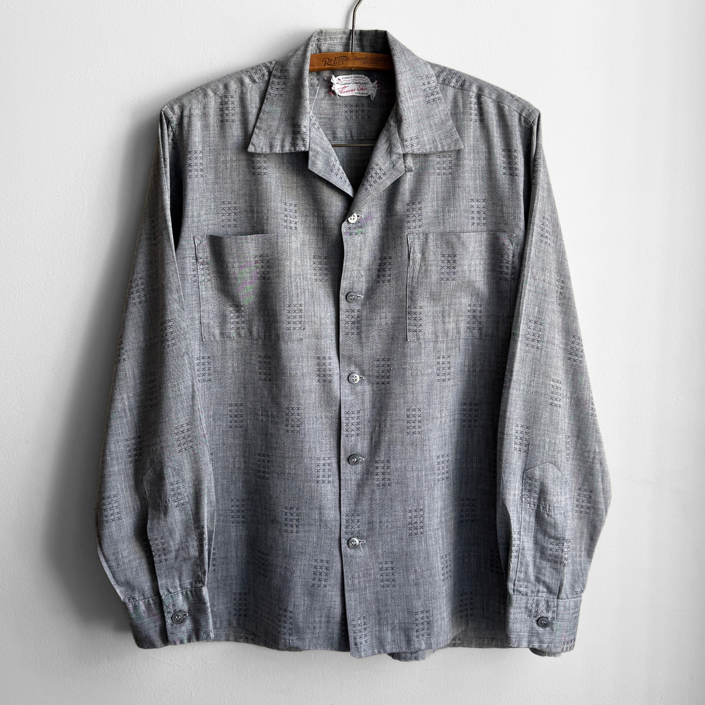 1960s Grey Check Print Sport Shirt