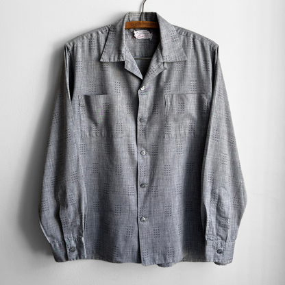 1960s Grey Check Print Sport Shirt