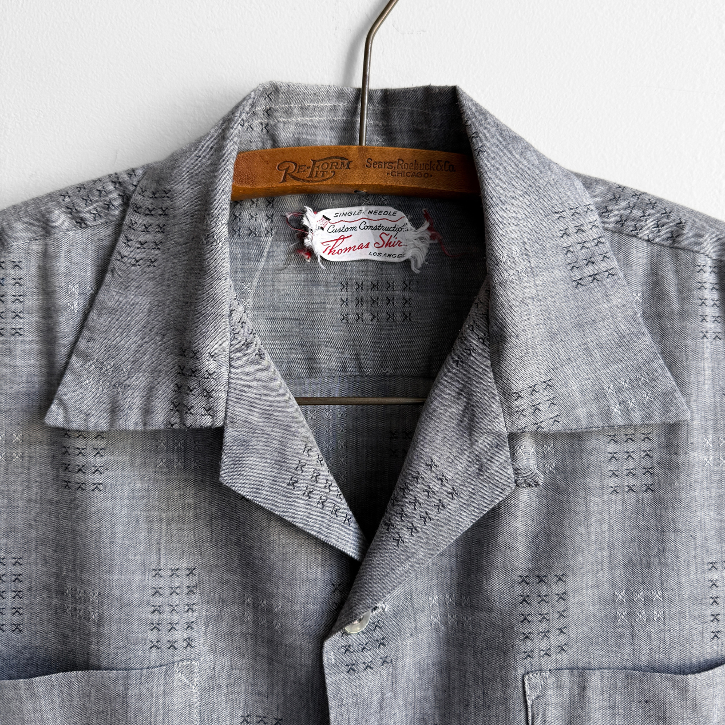 1960s Grey Check Print Sport Shirt