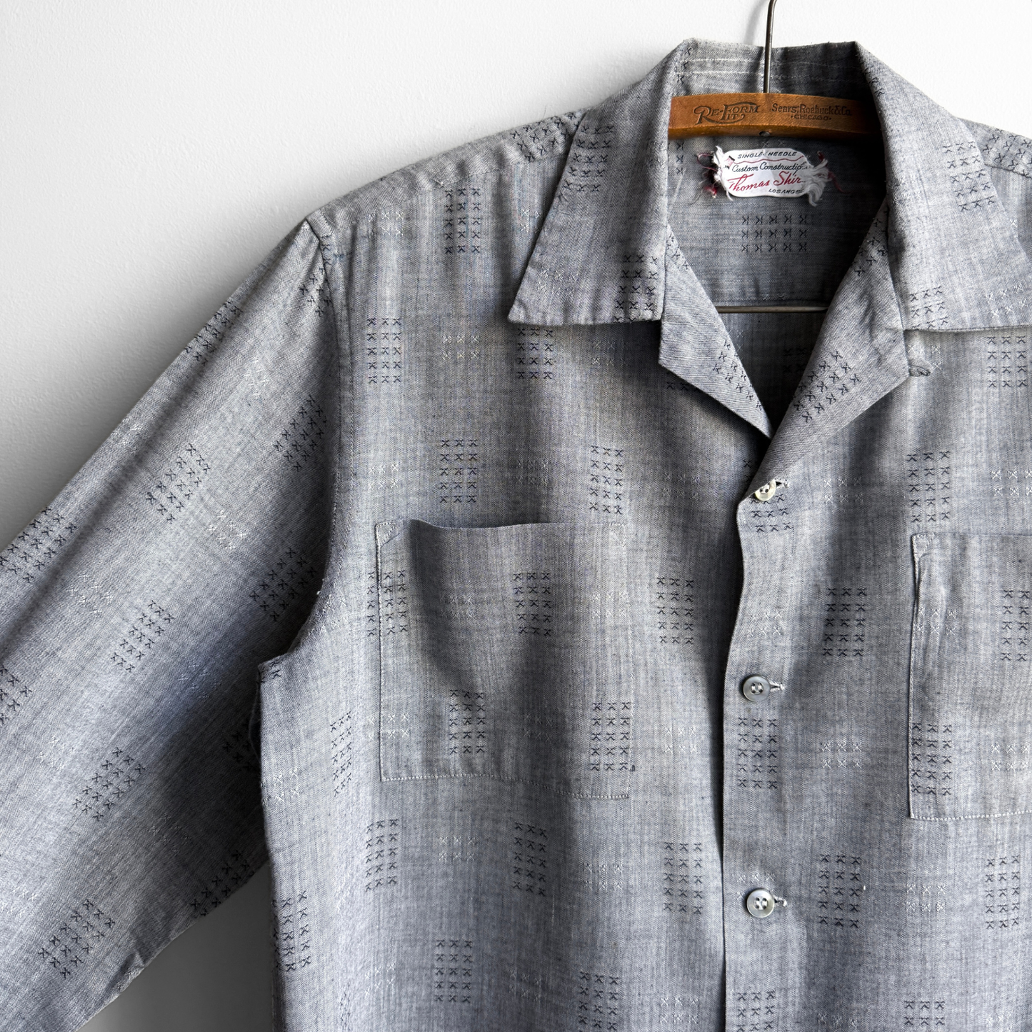 1960s Grey Check Print Sport Shirt