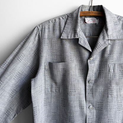1960s Grey Check Print Sport Shirt