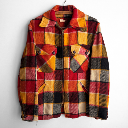 1940s Red & Yellow Plaid Flannel Jacket